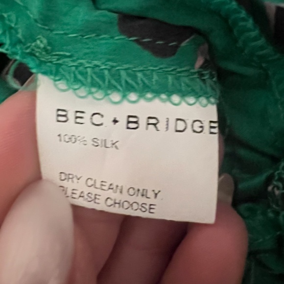 BEC + BRIDGE CO-ORD 2PC. SILK SKIRT SET, SIZE US 4, GREEN/BLACK - Picture 10 of 11